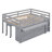 Full Size Loft Bed With Retractable Writing Desk And 4 Drawers