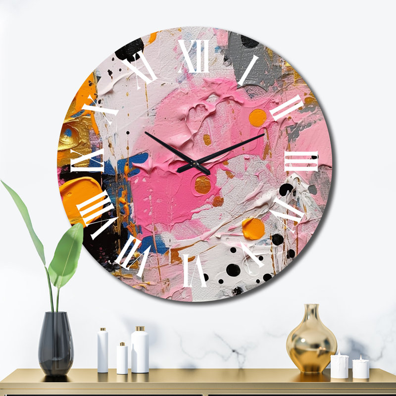 Horloge murale rose et grise I, Très grand