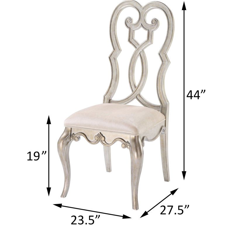2 fauteuils d'appoint en champagne antique, style grand dossier élégant, rembourrage en mousse confortable, ornement en bois complexe à volutes, chaises de salle à manger et (2) - classique pour chambre de bébé