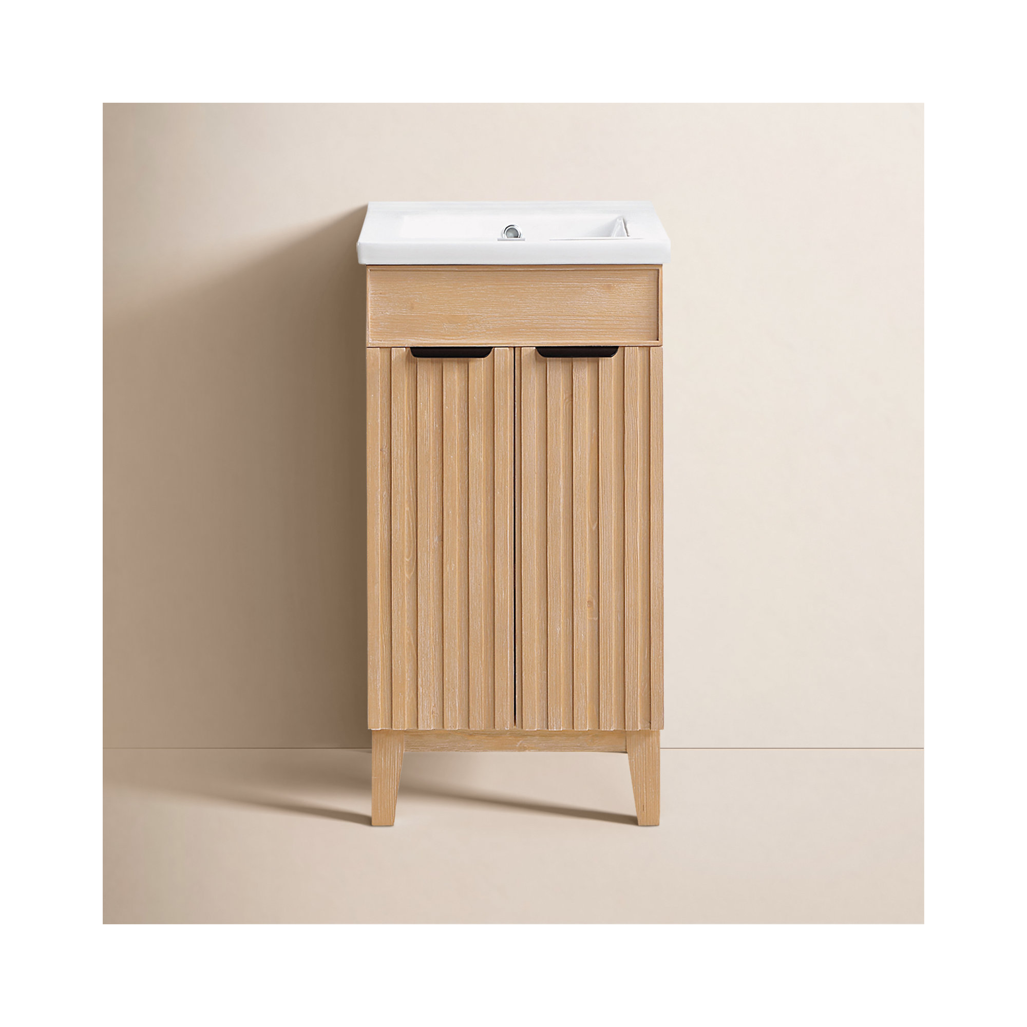 Dansfield 18.1'' Single Bathroom Vanity, Matte Black, Fir Wood Brown