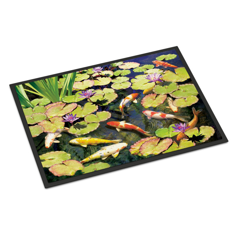 Tapis d'entrée antidérapant Insta, Étang de carpes koï IV, 18" W x 27" L