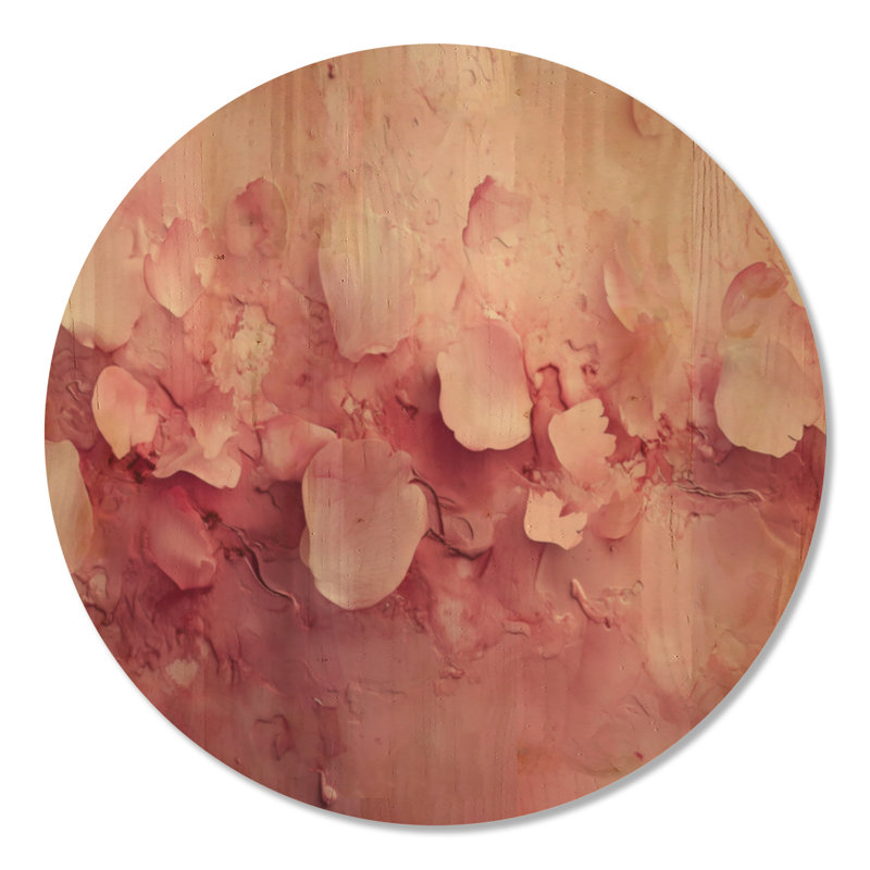 Douce pluie de pétales - Art mural rond en bois botanique blanc, 36" Round, Rond