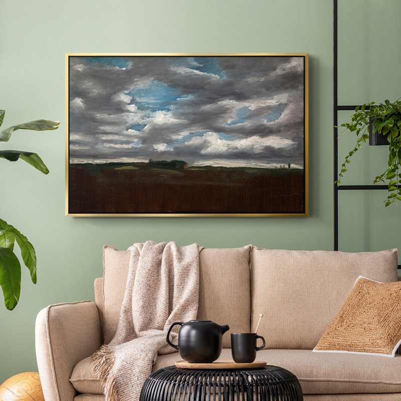 Paysage étendu avec des nuages gris, v. 1821-1822 - John Constable - Toile tendue avec châssis encadrée, 24 po x 36 po, Doré