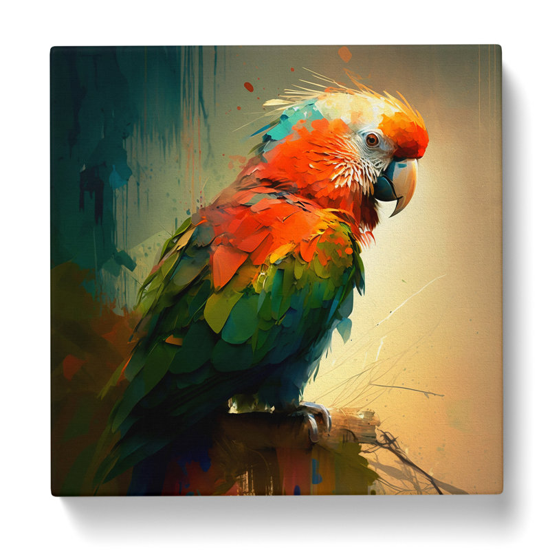 Parrot Expressionism - Wrapped Canvas, 50cm H x 50cm W x 3cm D