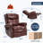 Heat Massage Manual Recliner Chair with Rocker and Swivel in Genuine leather for Living Room,Red