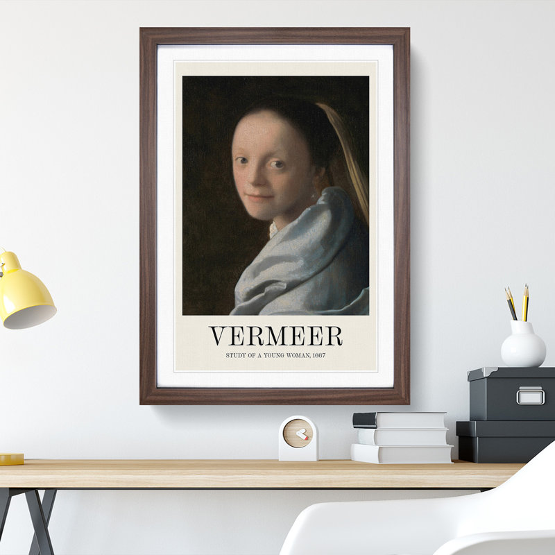 Study Of A Young Woman by Johannes Vermeer - Single Picture Frame Print, 65cm H x 48cm W x 2cm D, Walnut Framed