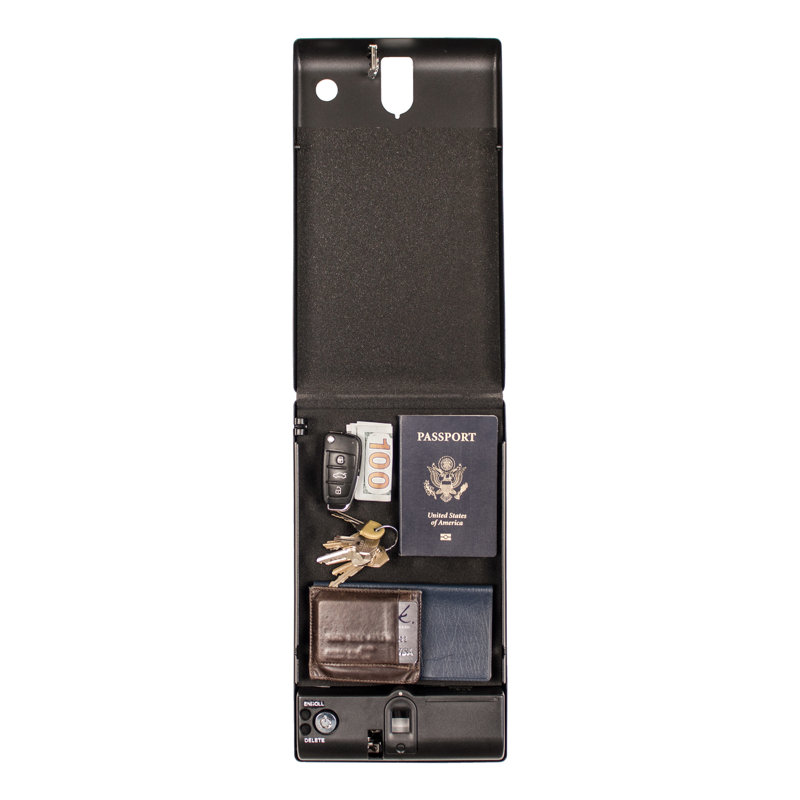 Compact Black Powder-Coated Biometric Pistol Safe