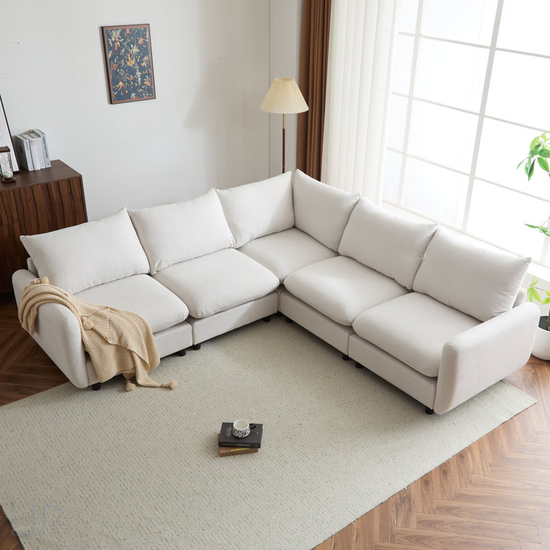 99 po Canapé modulaire surdimensionné en forme de L 5 pièces pour canapé et salon spacieux
