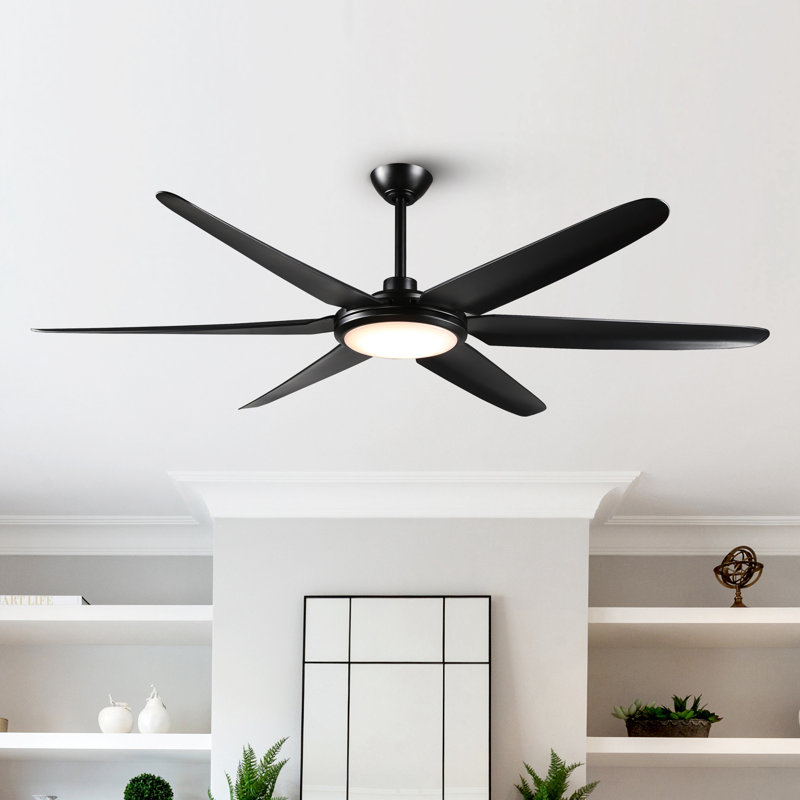 65" Olszewski 6 - Blade Large Indoor LED Standard Ceiling Fan with Remote Control and Light Kit Included