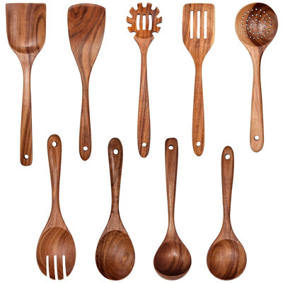 9 PCS Wooden Cooking Utensil Set