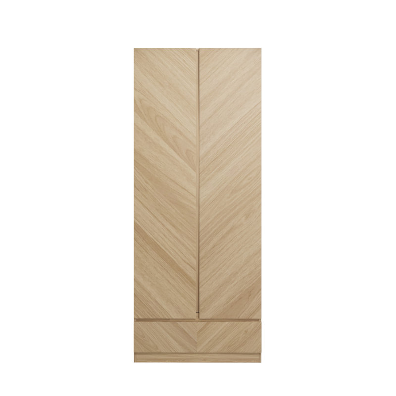 Kascha 2 Door Manufactured Wood Wardrobe, Oak