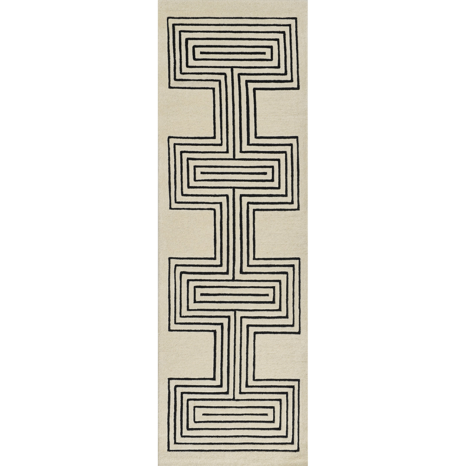 Orlie Hand Tufted Wool Brown Rug, Runner 2'6" x 8', Black Beige