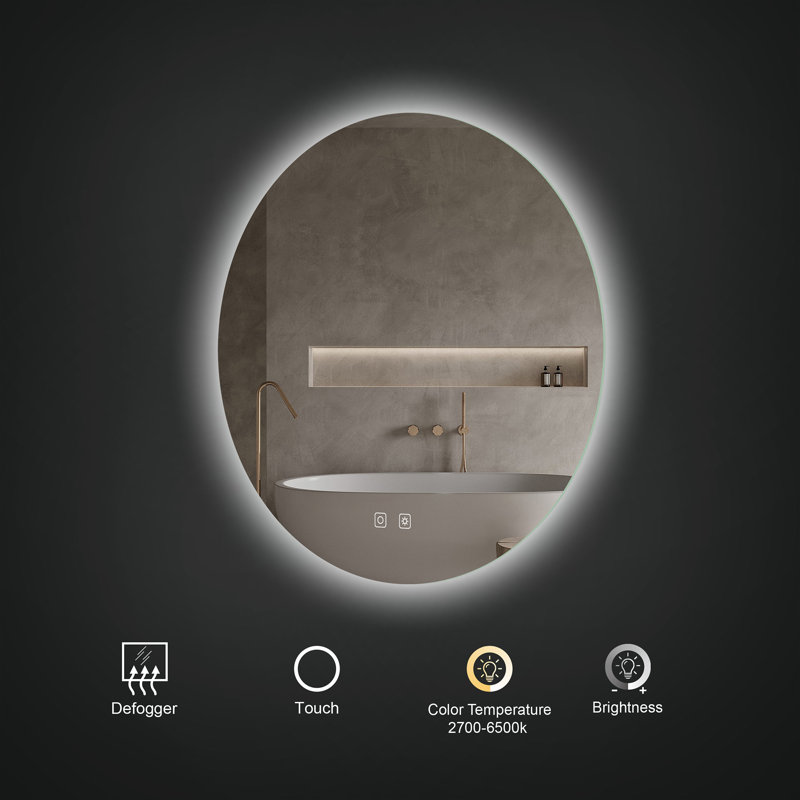 Miroir de salle de bain mural à DEL 36 "avec désembueur Atlas, luminosité et température réglables, réglages mémoire