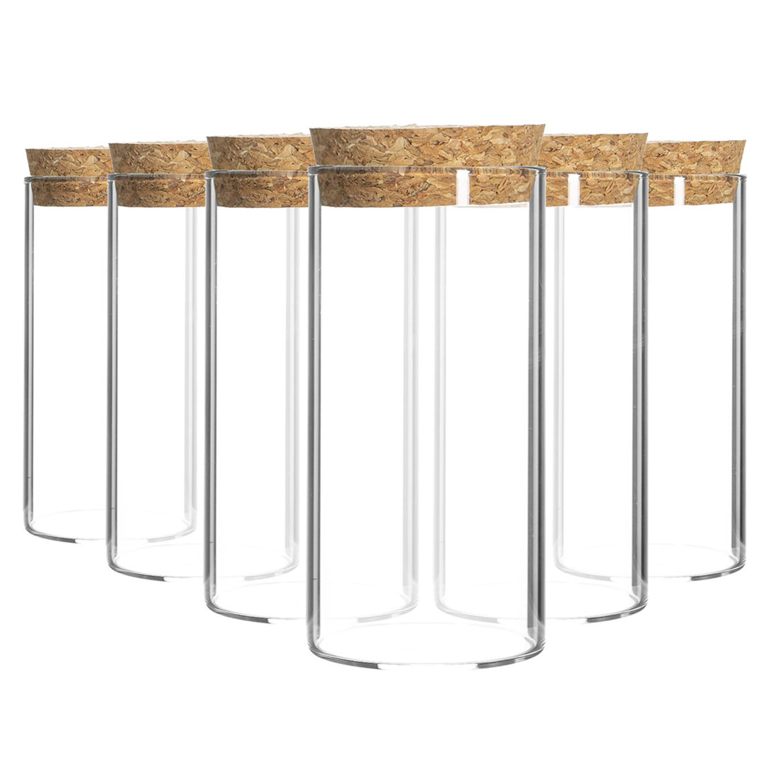 Argon Tableware - Glass Scandi Storage Jars with Cork Lids - 110ml - Set of 6