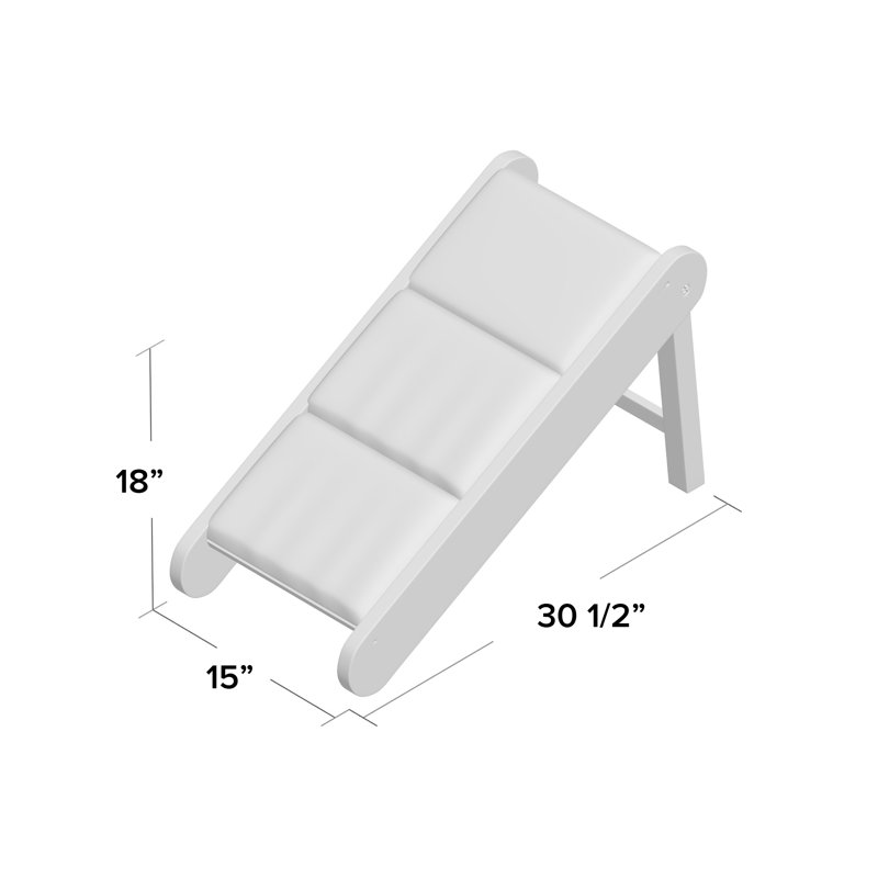 Mahogany Foldable Wooden Pet Ramp with Padded Surface
