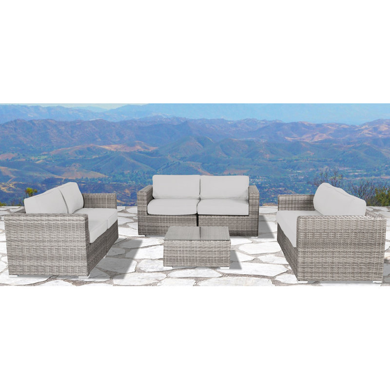 Ensemble de conversation avec coussin 6 personnes Tonioni, Toile Sunbrella