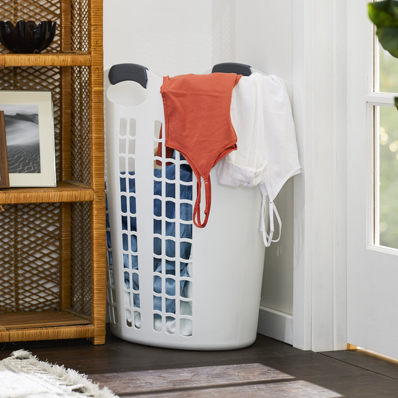 Gracious Living Easy Carry Flex 87 L Plastic Laundry Hamper, White