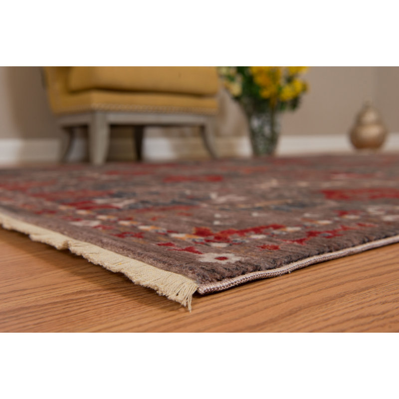 Tapis grenat tissé à la machine Efaz, Rectangle 1 pi 10 po x 2 pi 9 po