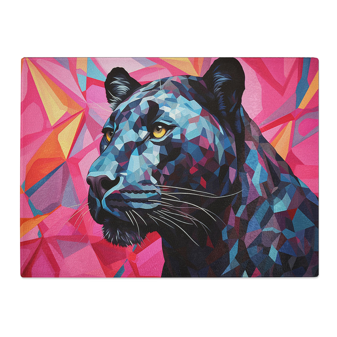 Panther Geometric  Glass Chopping Board