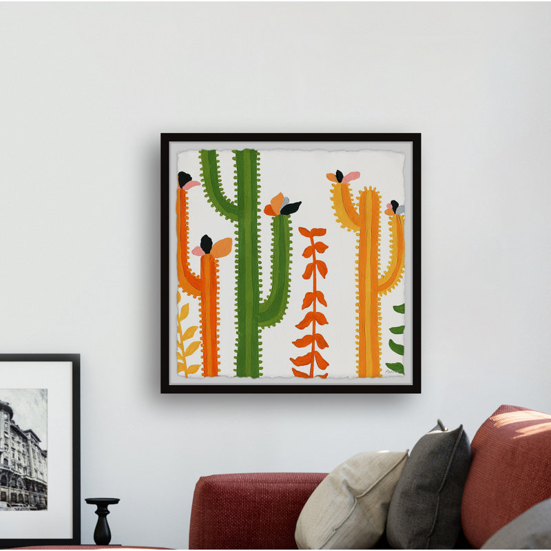 Reproduction d’art sur papier "Colorful Cactuses II", H 12 po x l 12 po x P 1,5 po