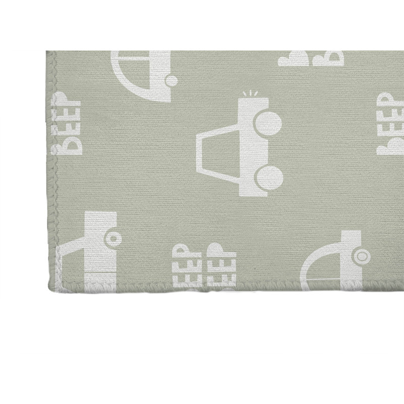 Tapis de jeu Beep Kids, Vert pâle / ivoire, Rectangle 5 pi x 7 pi