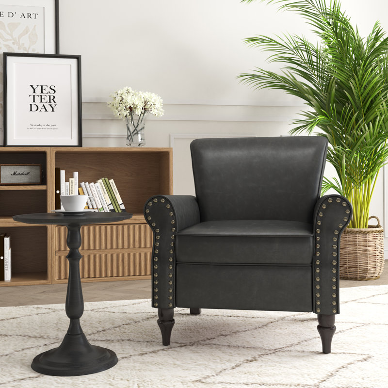 Arian 76Cm Wide Armchair, Black Faux Leather
