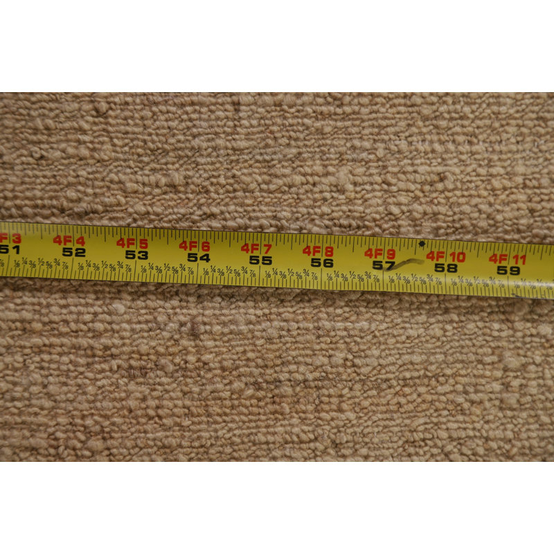 Striped Hand-Knotted Rectangle 6'6" x 8' Wool Area Rug in Beige/Red