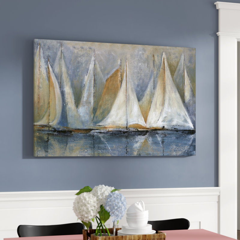 " Sailboats On Water ", 32" H x 48" W, Wrapped Canvas, No Frame