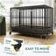 Cage à chien en cage robuste de 48 po Pawhut avec roues verrouillables, porte double et plateau amovible