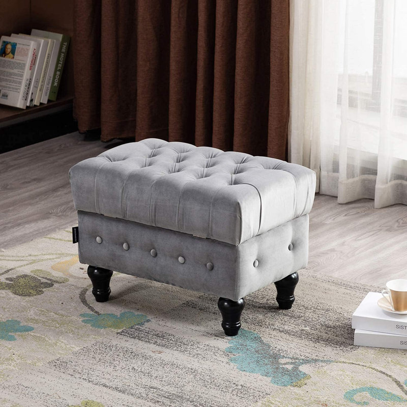 Eman Upholstered Ottoman, Gray
