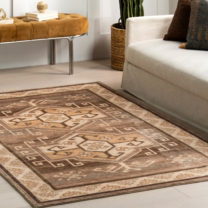 Peony Traditional Medallion Machine Washable Area Rug, Rectangle 5' x 8'
