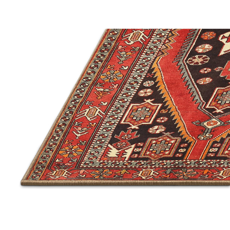 Tapis oriental orange / noir, Rectangle 5 pi x 8 pi