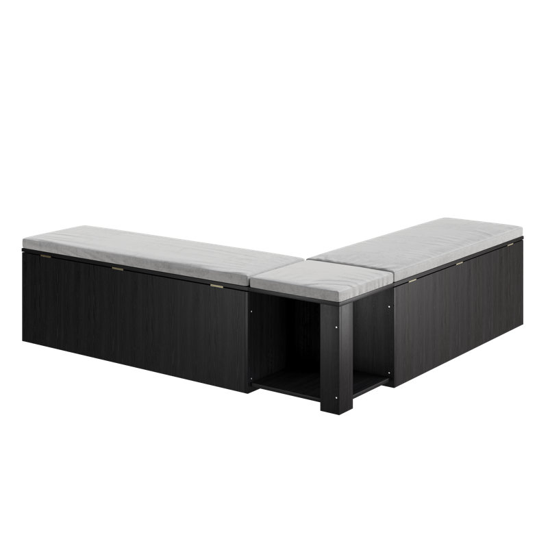 Banc de coin-repas Kitchen Kitchen, banc de coin en bois sans dossier avec siège à coussin, banc de salle à manger en L avec espace de rangement caché