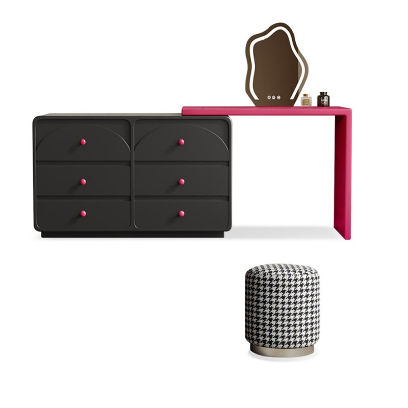 Coiffeuse avec miroir lumineux, 6 tiroirs, 1 chaise