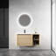 Meuble-lavabo de 40 po avec fonction murale, lavabo en céramique blanche, tablettes de rangement, porte à fermeture en douceur, contreplaqué en chêne américain pour une meilleure organisation, petites charnières de fermeture, 45 cachées-129959511
