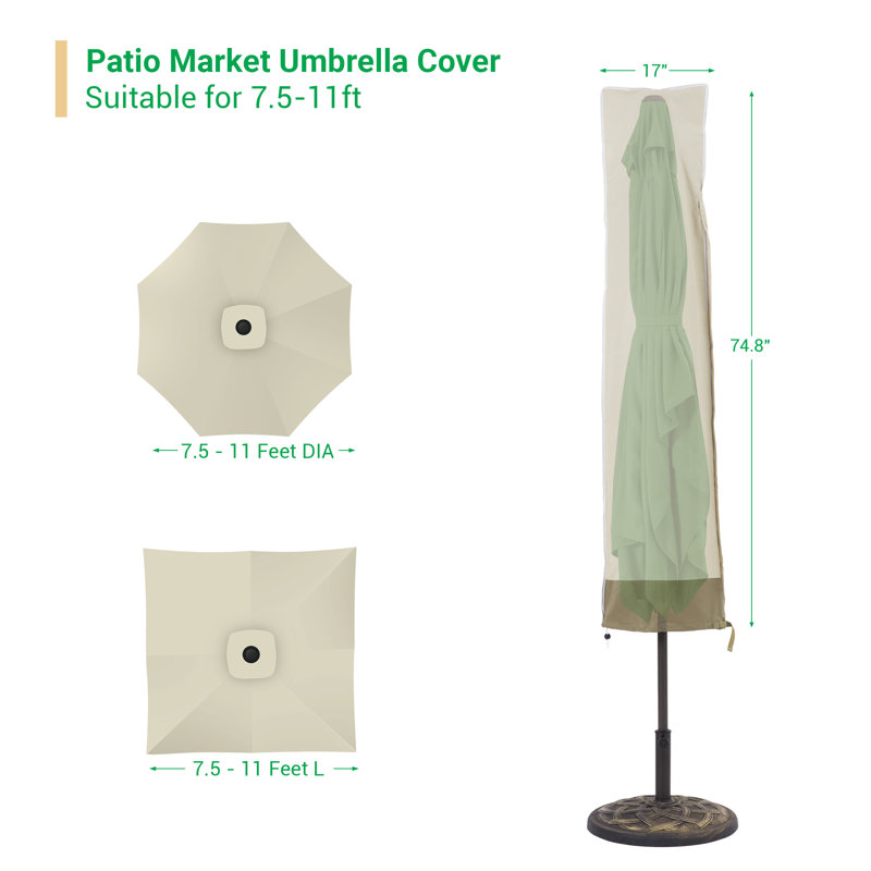 Outdoor Patio Umbrella Cover, Beige/Brown