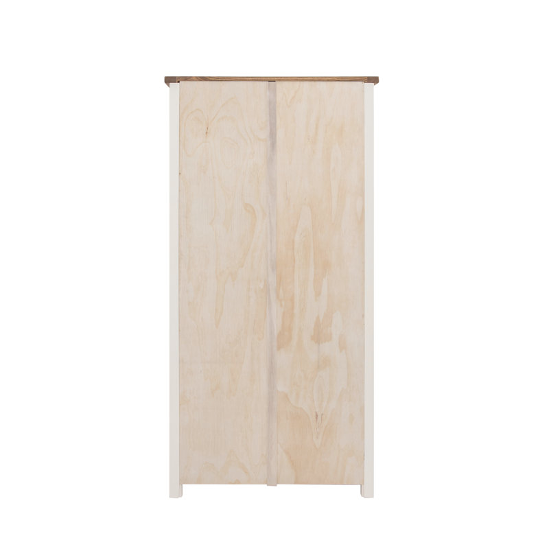 2 Door Solid + Manufactured Wood Wardrobe, Waxed Oak