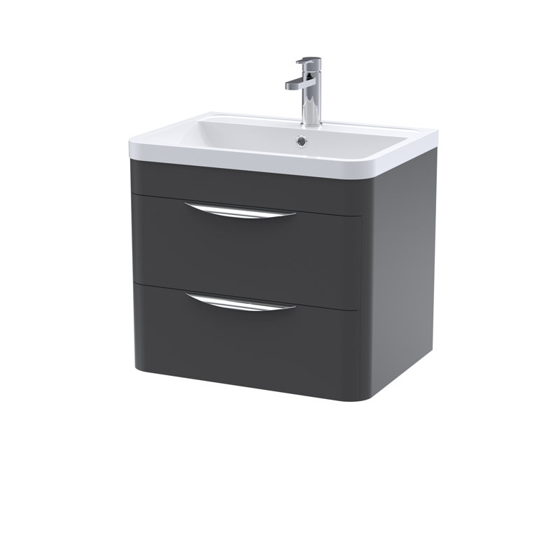 Parade 600mm Single Bathroom Vanity with Integrated Polymarble Basin, Soft Black