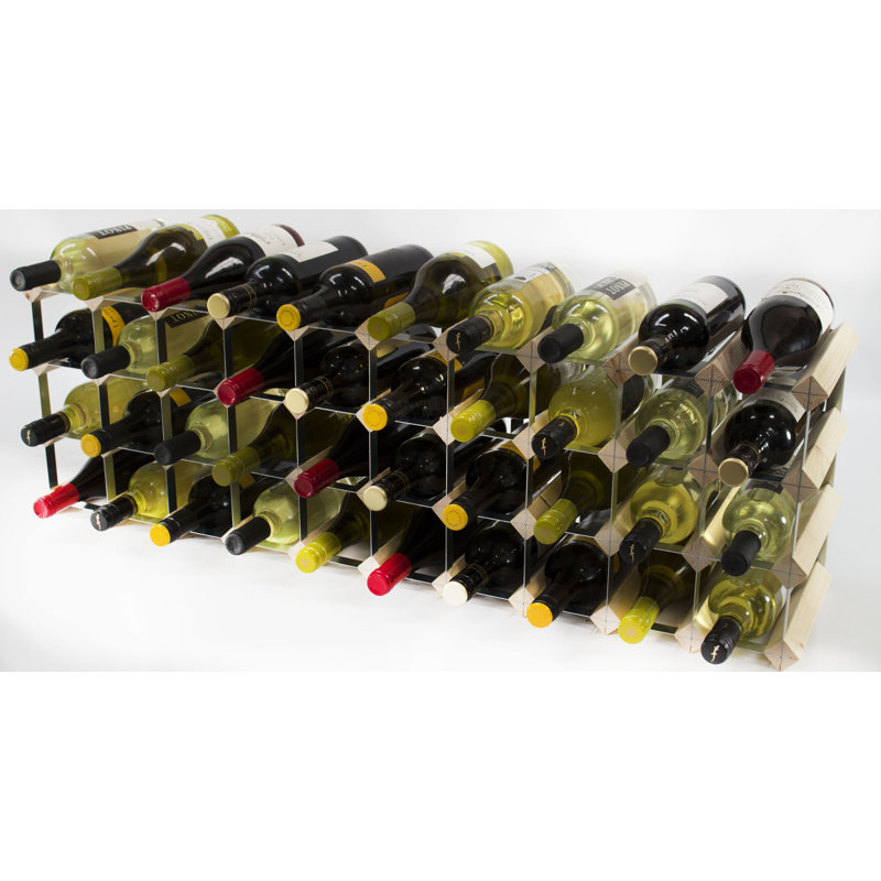 Felica 40 Bottle Floor Wine Bottle Rack, Natural Pine / Galvanised Steel