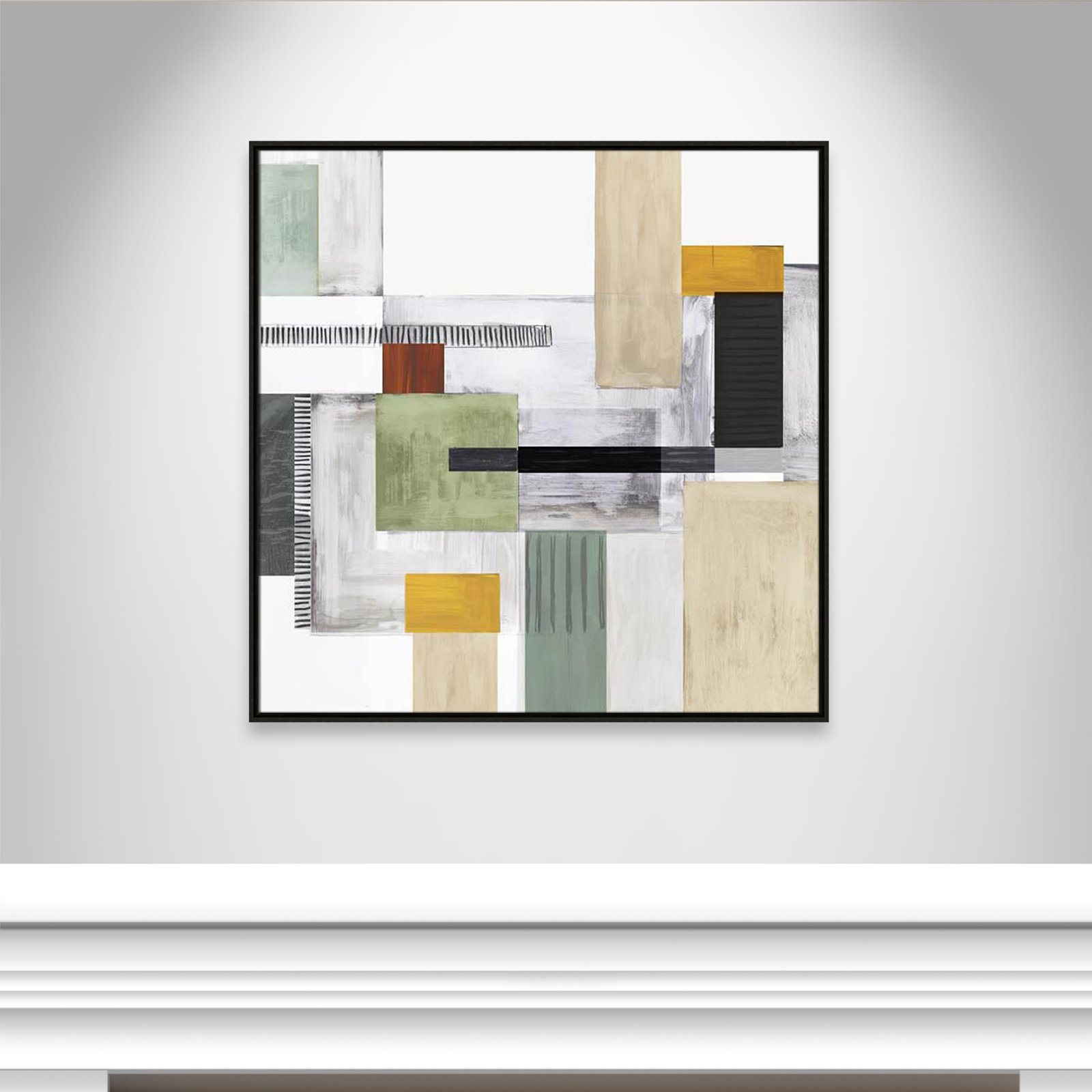 Playful Blocks Print, 37.5" H x 37.5" W x 1.25" D, Espresso Floater Framed