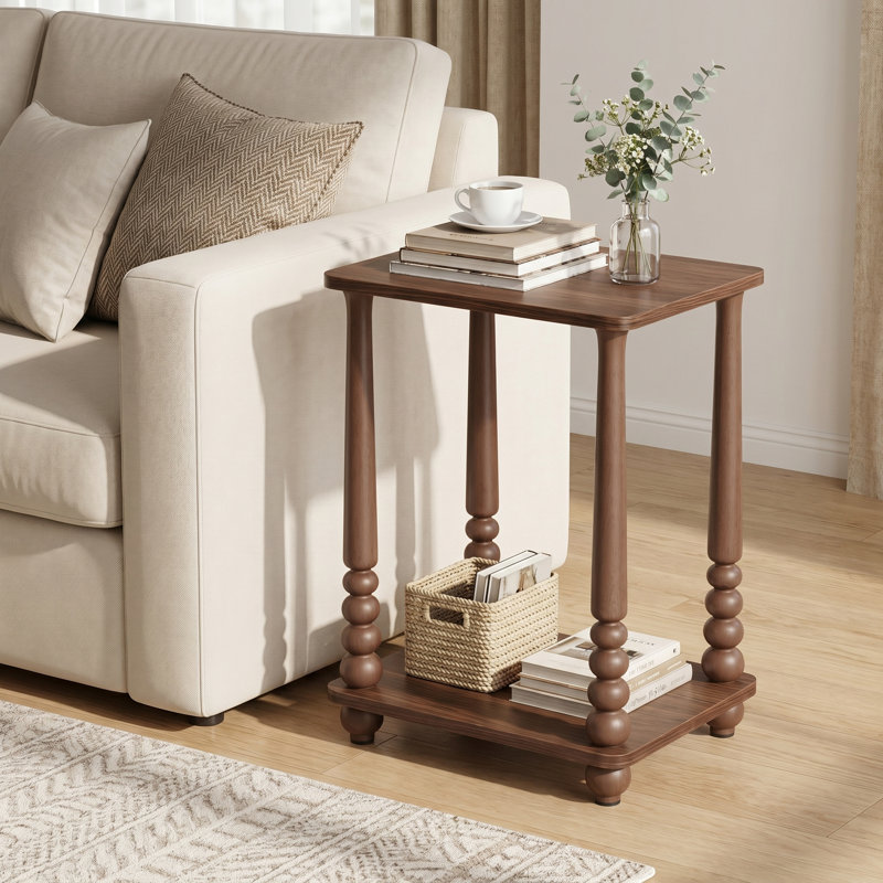 Rectangular End Table, Dark Brown