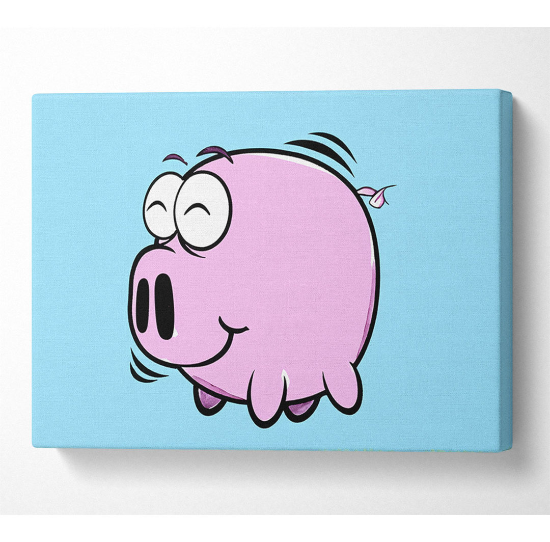 Happy Pig Smiling Baby Blue - Kunstdrucke auf Leinwand