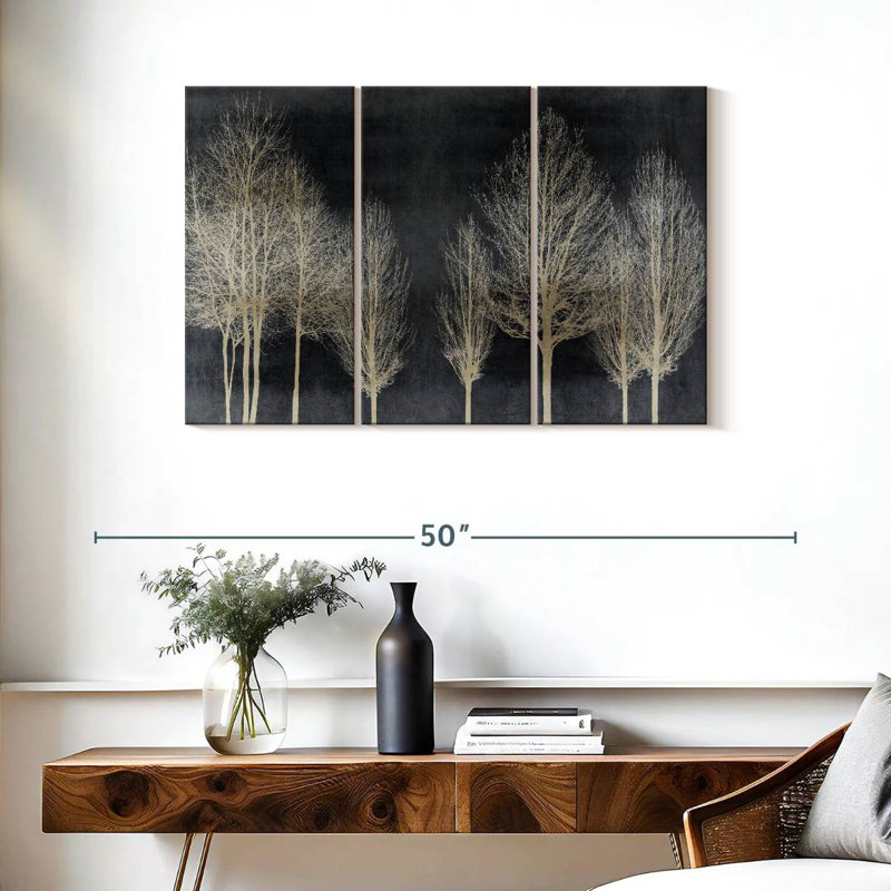 Harnek Trees On Dark Gray, 24" H x 38" W
