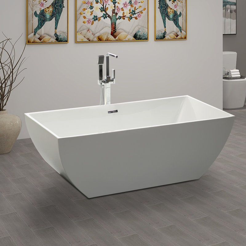 Baignoire de trempage autoportante 66,9 "x 31,5", Blanc / chrome classique
