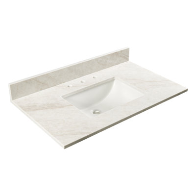 Kellian l 36 po x P 21 po Meuble-lavabo en chêne et comptoir en pierre reconstituée avec simple comptoir