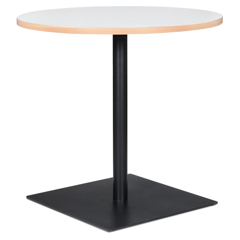 Jayvir Round Metal Base Dining Table, White