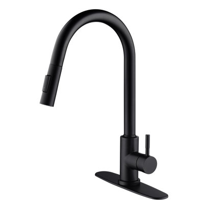 Touch Kitchen Faucet With Pull Down - Matte Black. Stainless Steel Made. 360-Degree Rotating For All-Around Sink Cleaning. Corrosion Resistance And Rust Prevention. Single Handle Simple Water