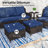 11-Person Outdoor Patio Conversation Rattan Seating Group With Blue Cushions-1955761559