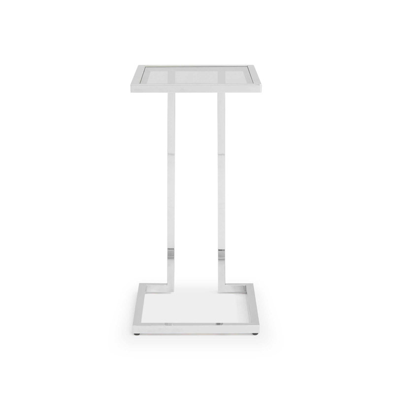 Vienna Pull Up Table - Glass Top, Polished Stainless Steel