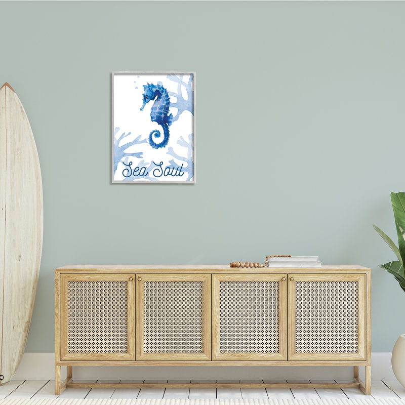 Sea Soul Sentiment Blue Seahorse Ocean, H 30 po x l 24 po x P 1,5 po, Estampe numérique Farmhouse